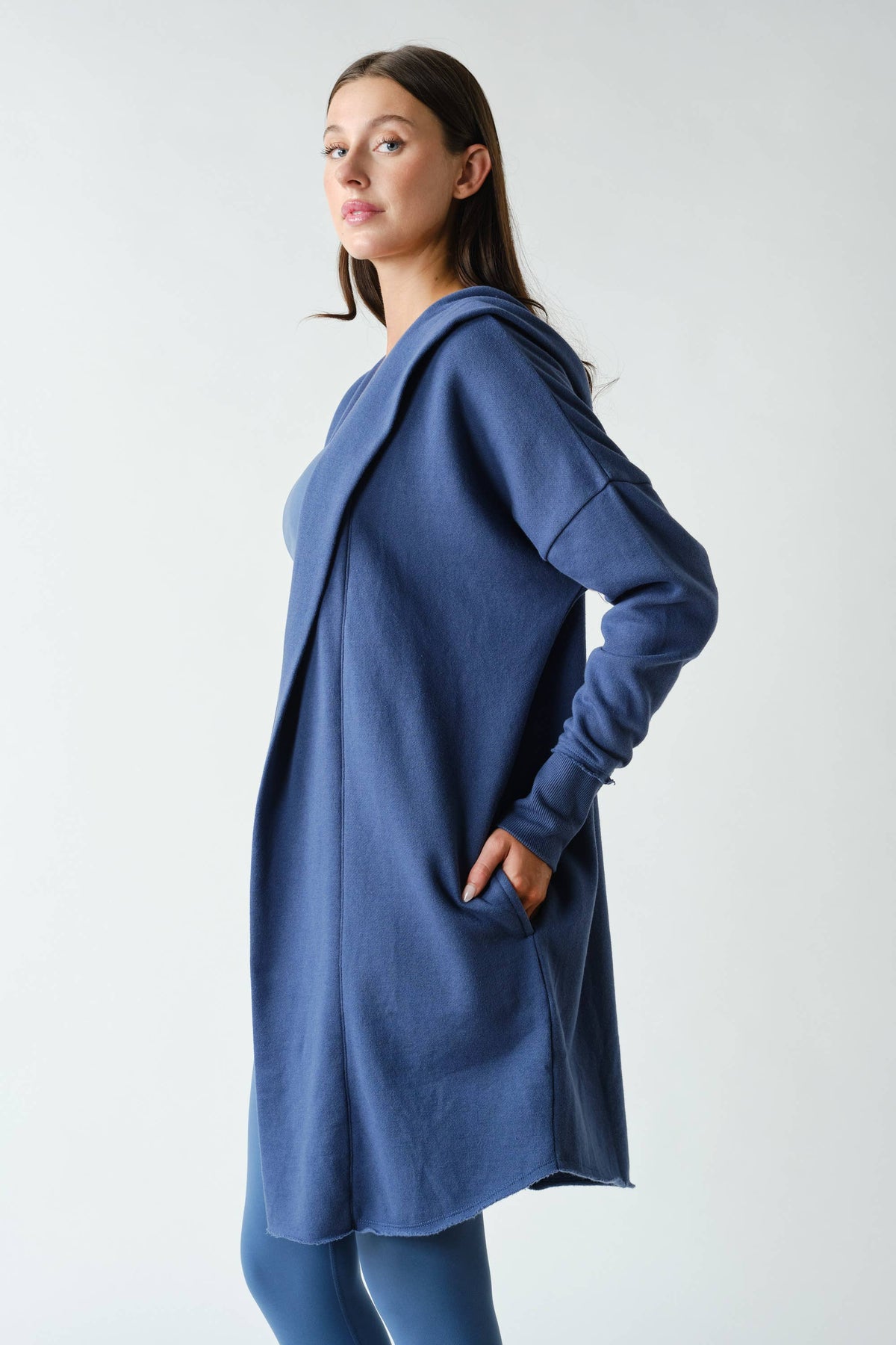 Open Front Longline Hoodie Cardigan