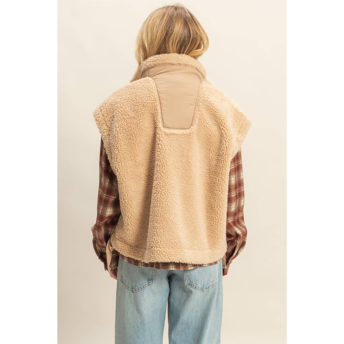 Cozy Mock Neck Sherpa Vest Jacket