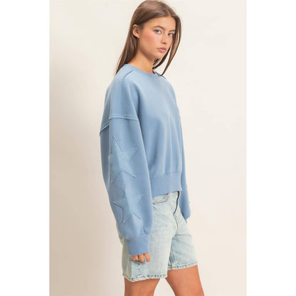 Star Patch Sleeve Sweatshirt