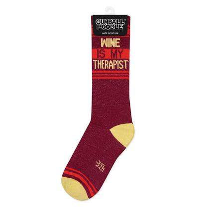 Wine is My Therapist Gym Crew Socks - Wine Lover Gift