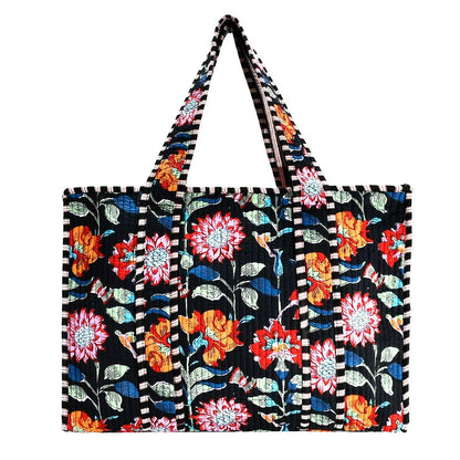 Cotton Block Print Tote Bag- Small & Large