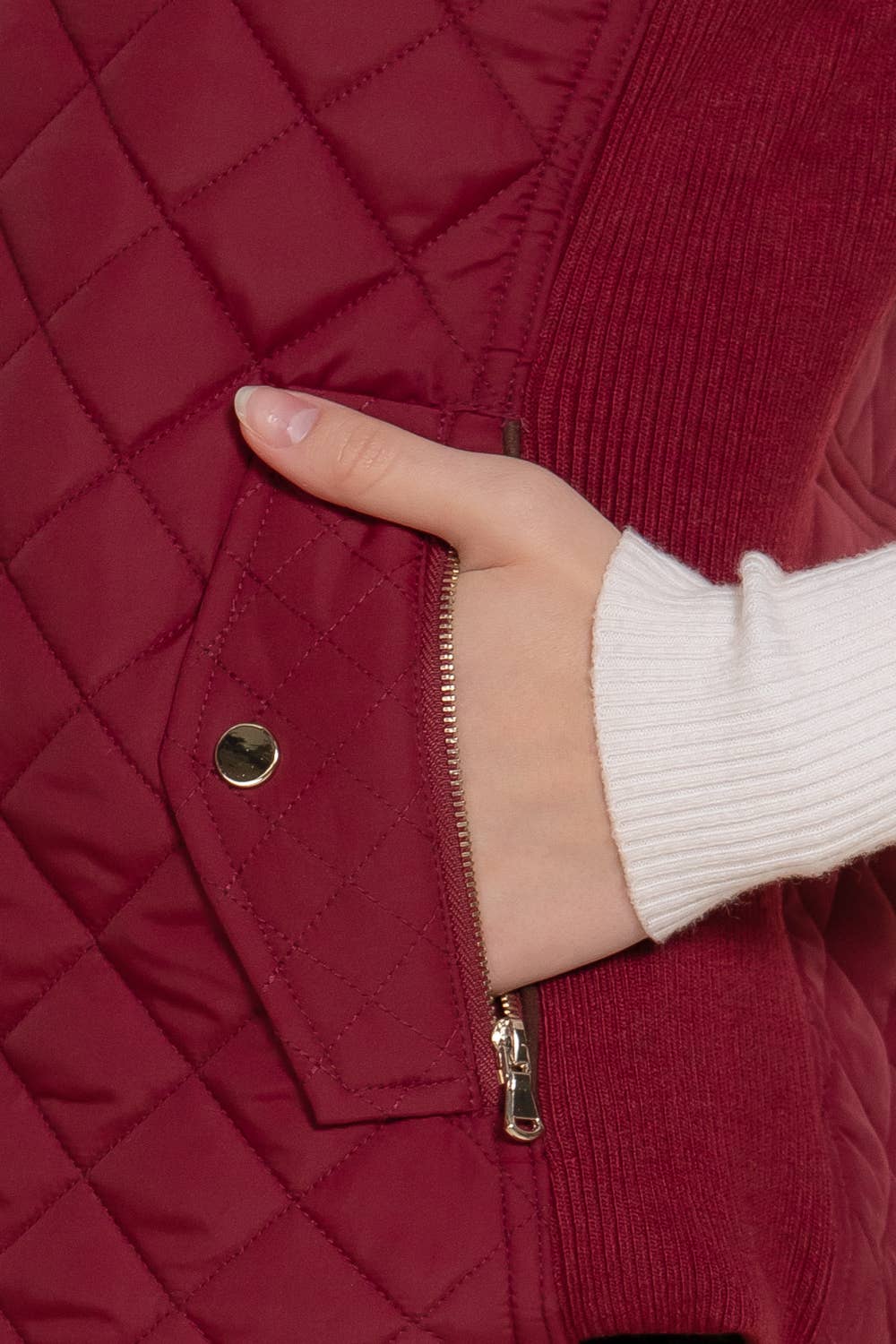 Suede Piping Detail Rib Quilted Padding Vest