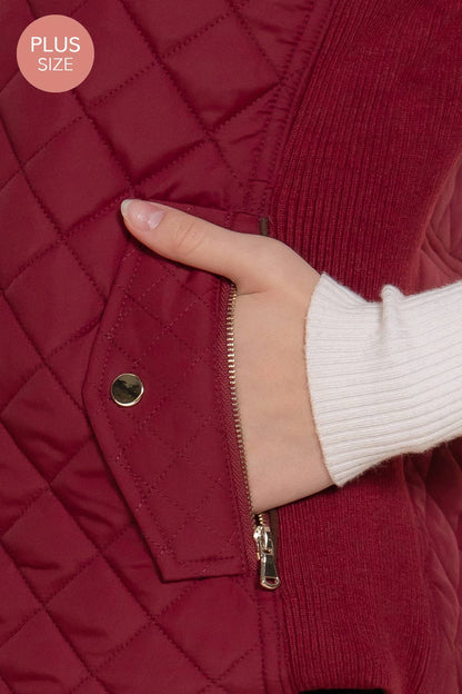Suede Piping Quilted Padding Vest