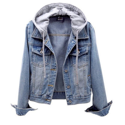 Women Casual Long Sleeve Denim Hoodie Jacket