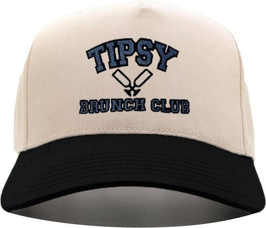 Two Tone Cap -Tipsy Brunch Club - Black/Beige