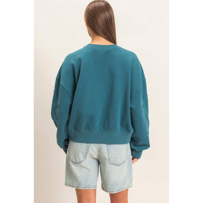 Star Patch Sleeve Sweatshirt