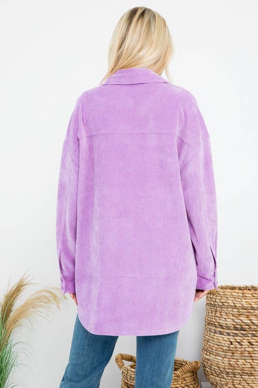 Oversized 4 Pockets Corduroy Shacket