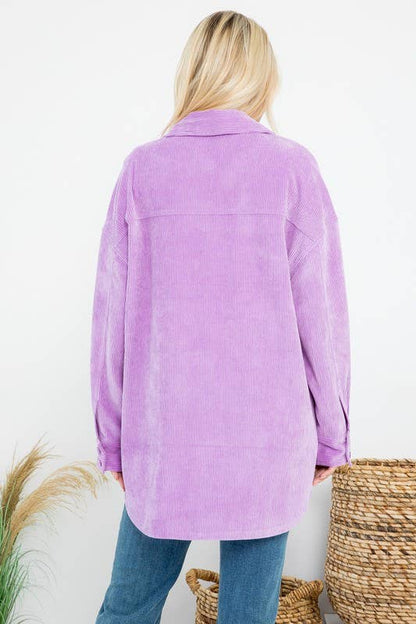 Oversized 4 Pockets Corduroy Shacket