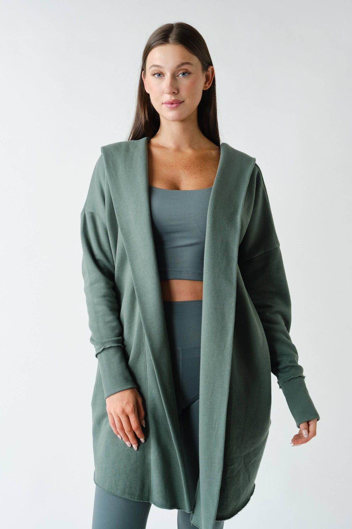 Open Front Longline Hoodie Cardigan