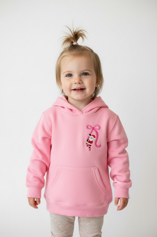 Toddler Santa Bow Embroidered Hoodie