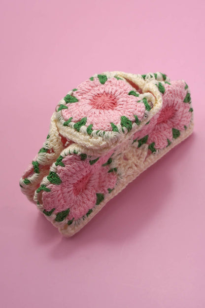 JUMBO HANDMADE CROCHET FLORAL HAIR CLAW CLIPS | 40H938