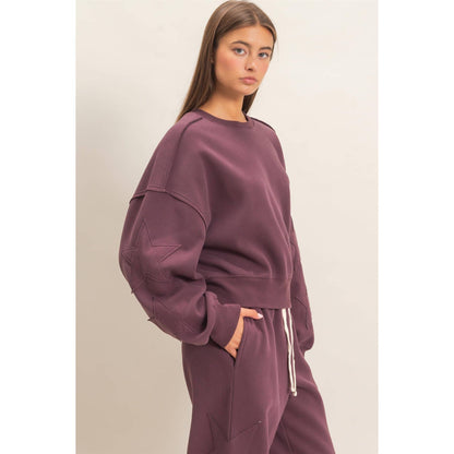 Star Patch Sleeve Sweatshirt