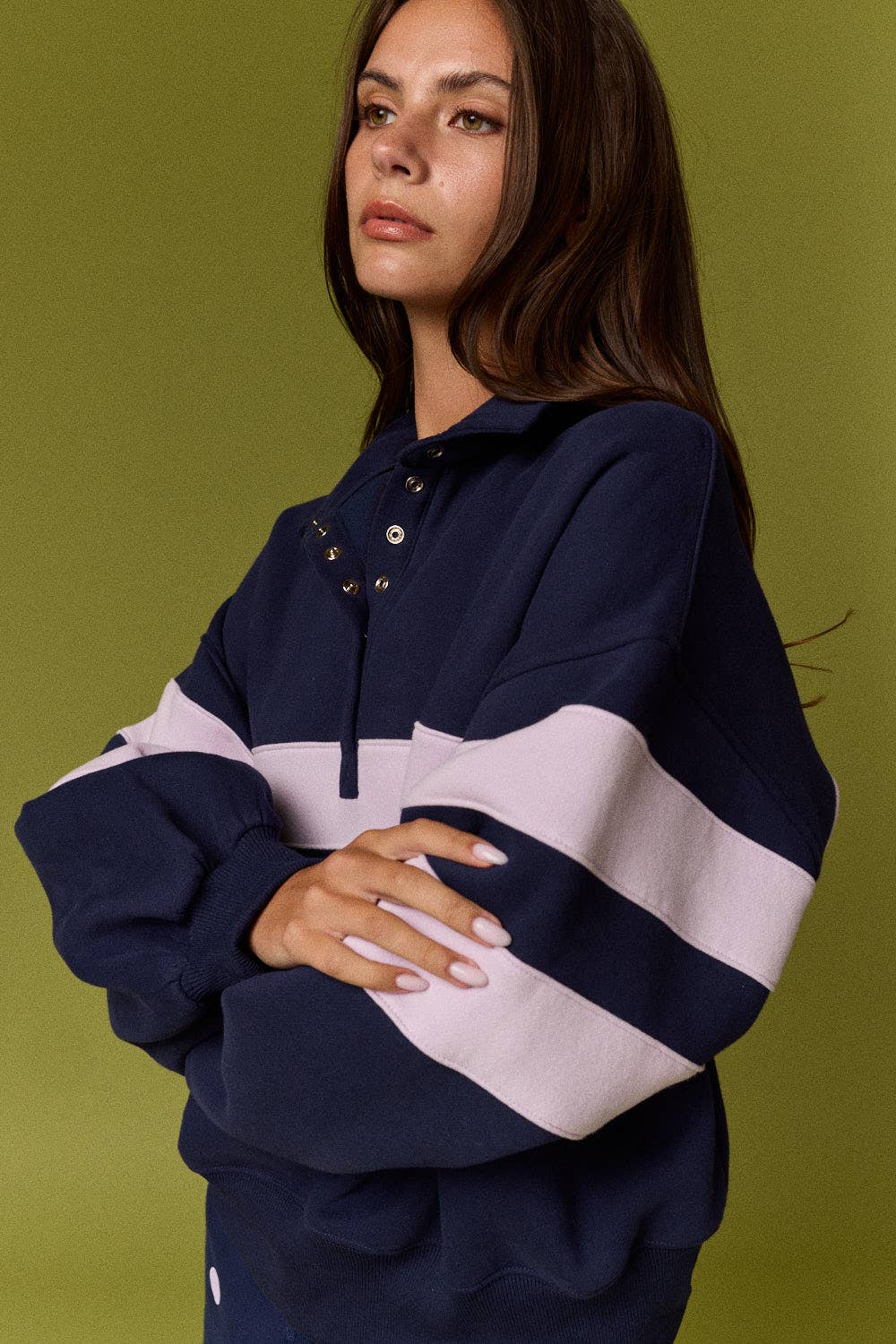 PT19959 Lottie Stripe Rugby Pullover