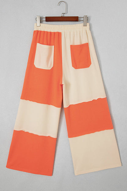 66 High Waist Color Block Patchwork Wide Leg Pants (S-XL)