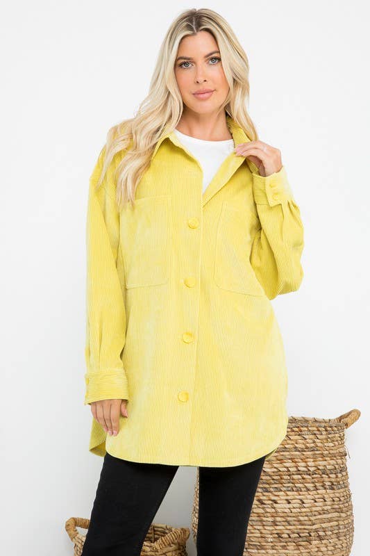 Oversized 4 Pockets Corduroy Shacket