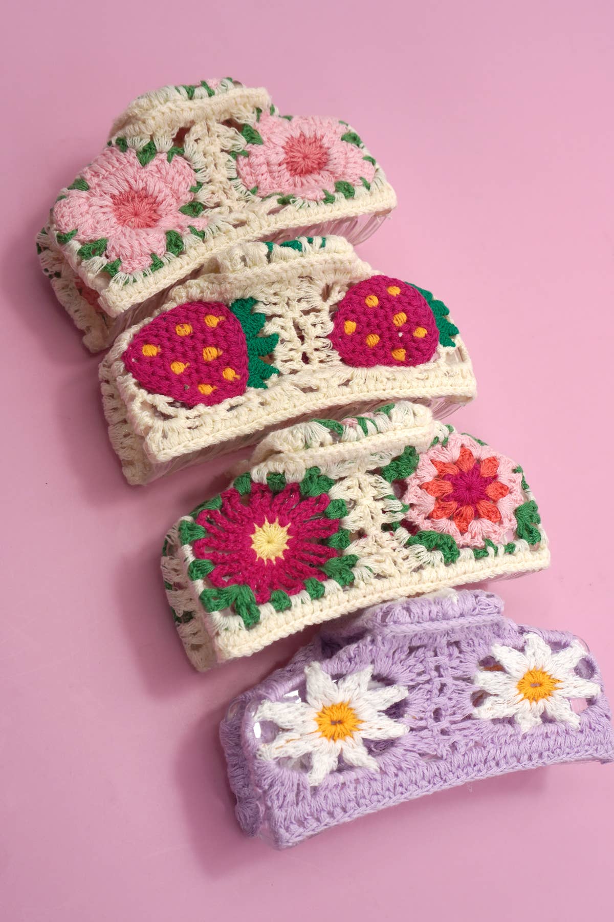 JUMBO HANDMADE CROCHET FLORAL HAIR CLAW CLIPS | 40H938