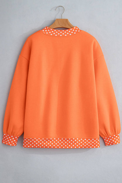 66 Plus Size Polka Dot Mock Neck Fleece Sweatshirt (S-4X)