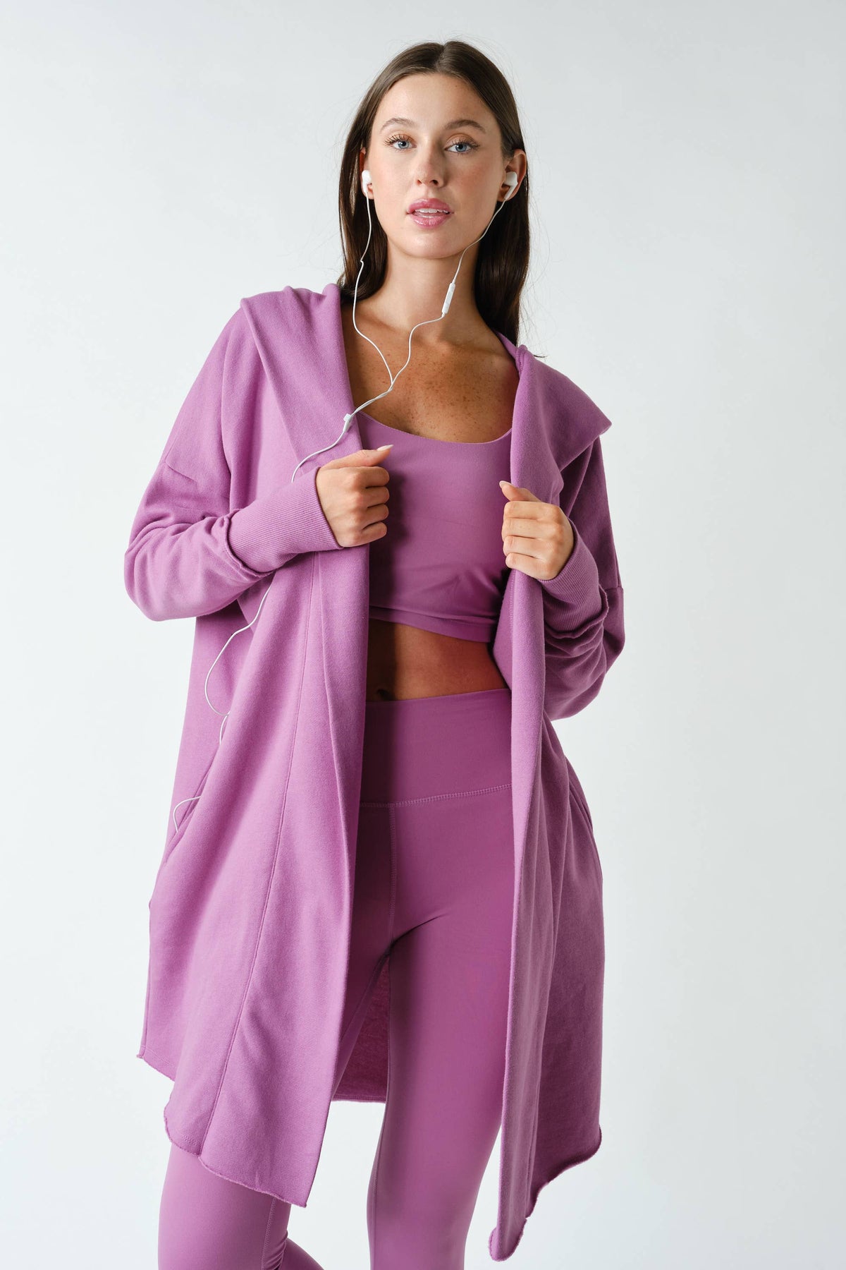 Open Front Longline Hoodie Cardigan
