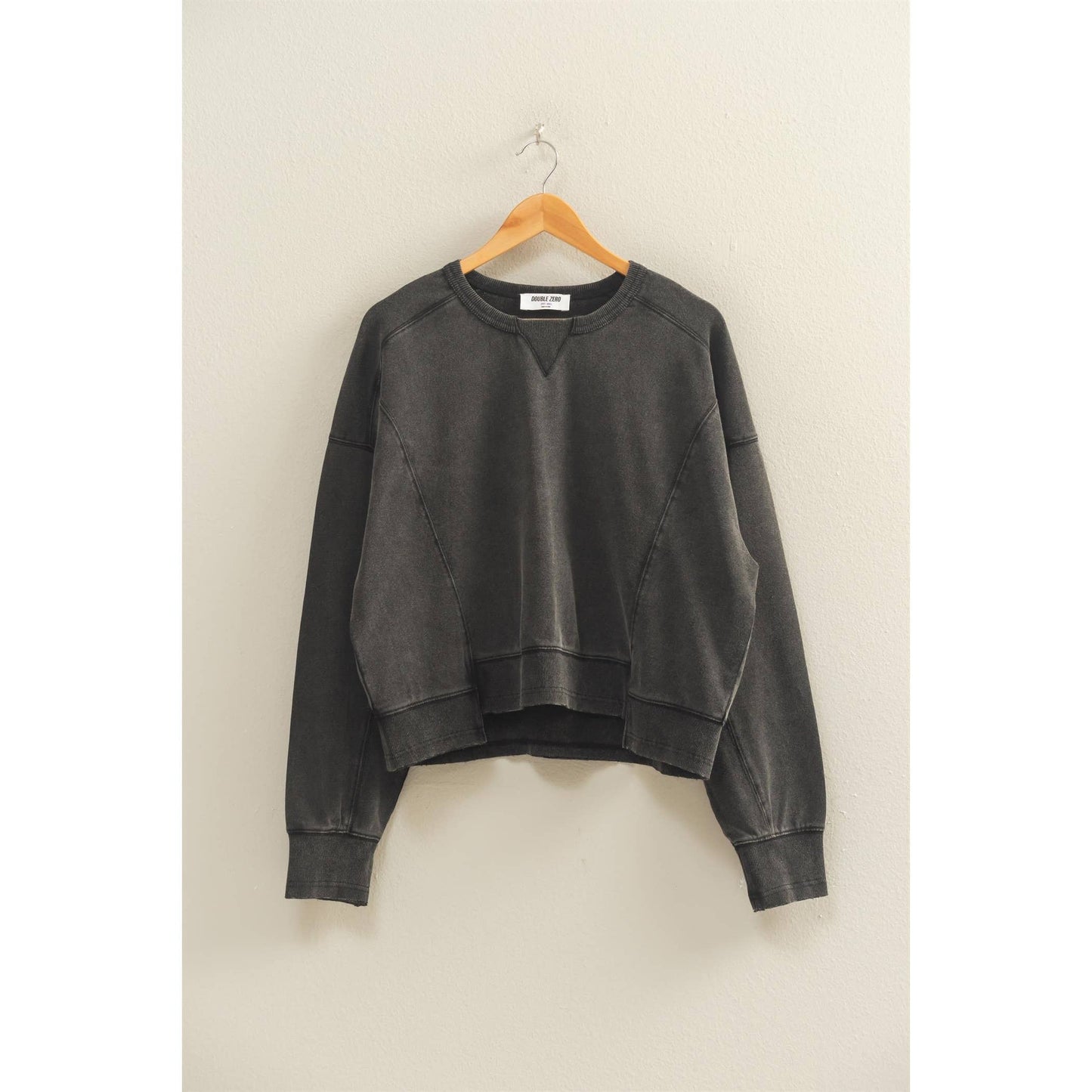 Oversized Crew Neck Sweatshirt With Raw Hem