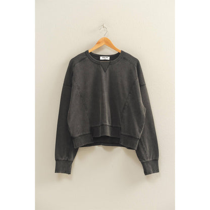 Oversized Crew Neck Sweatshirt With Raw Hem