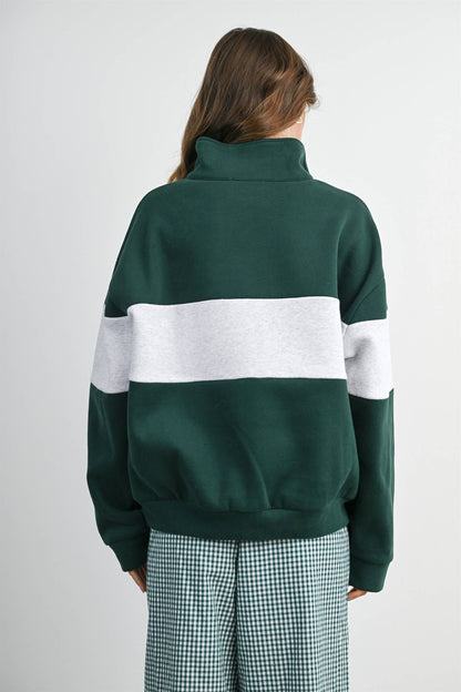 Colorblock Quarter-Zip Sweatshirt-BMT8510