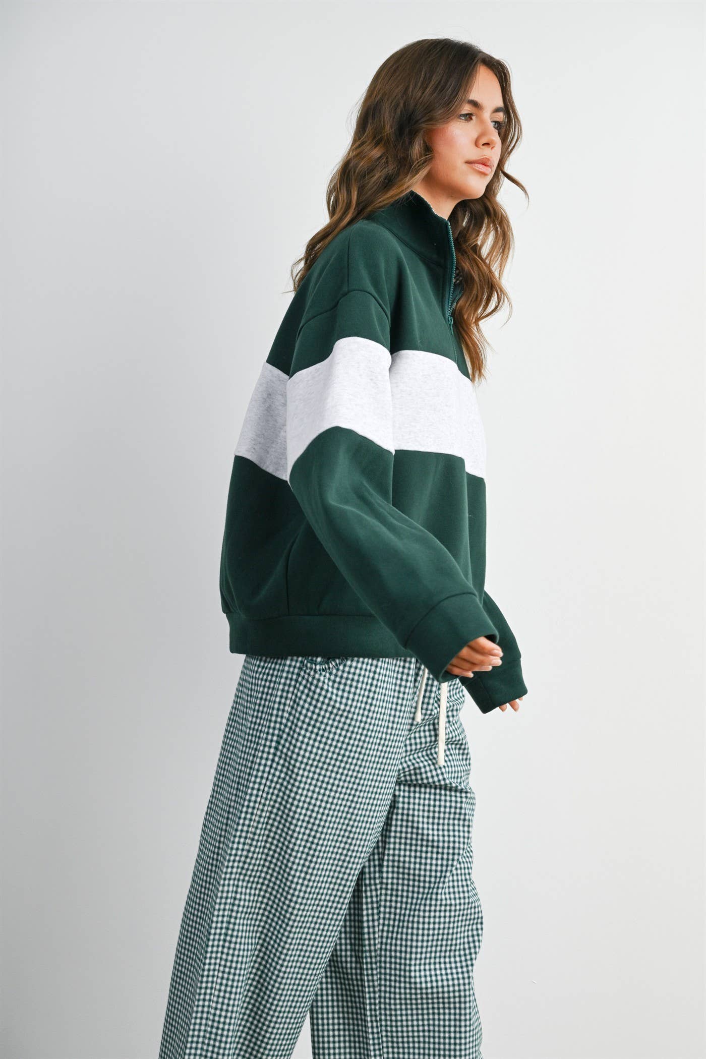 Colorblock Quarter-Zip Sweatshirt-BMT8510