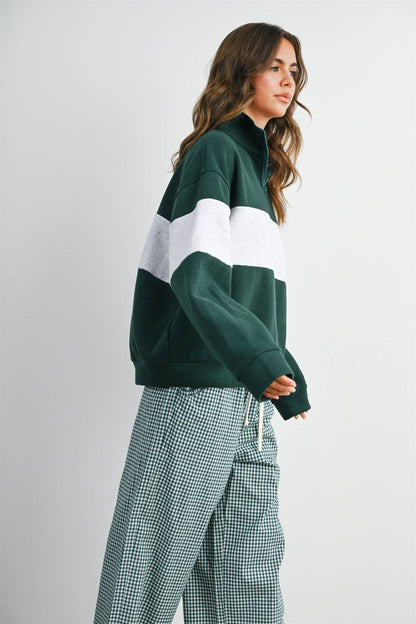 Colorblock Quarter-Zip Sweatshirt-BMT8510