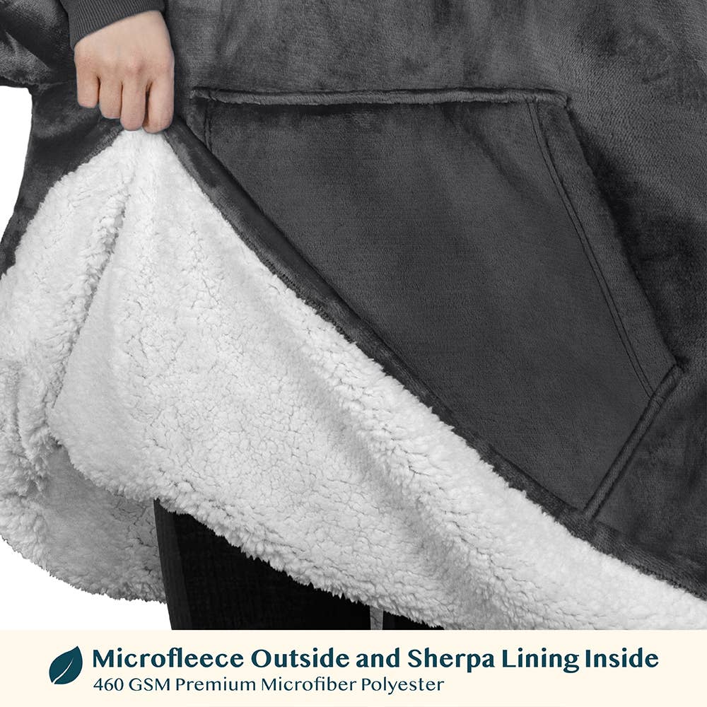 Kid's Chest Pocket Sherpa Hoodie Blanket - Kangaroo Pocket