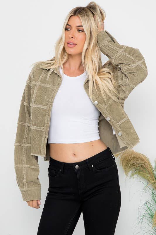 Heavy Washed Corduroy Patchwork Jacket