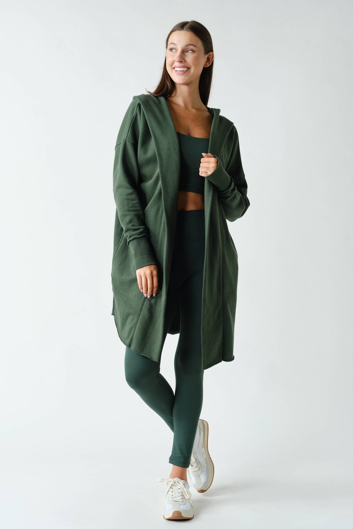 Open Front Longline Hoodie Cardigan