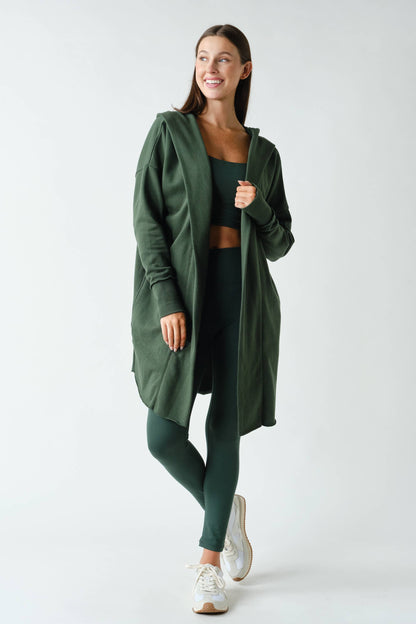 Open Front Longline Hoodie Cardigan