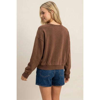 Acid Wash Seam Detail Crew Neck Sweatshirt