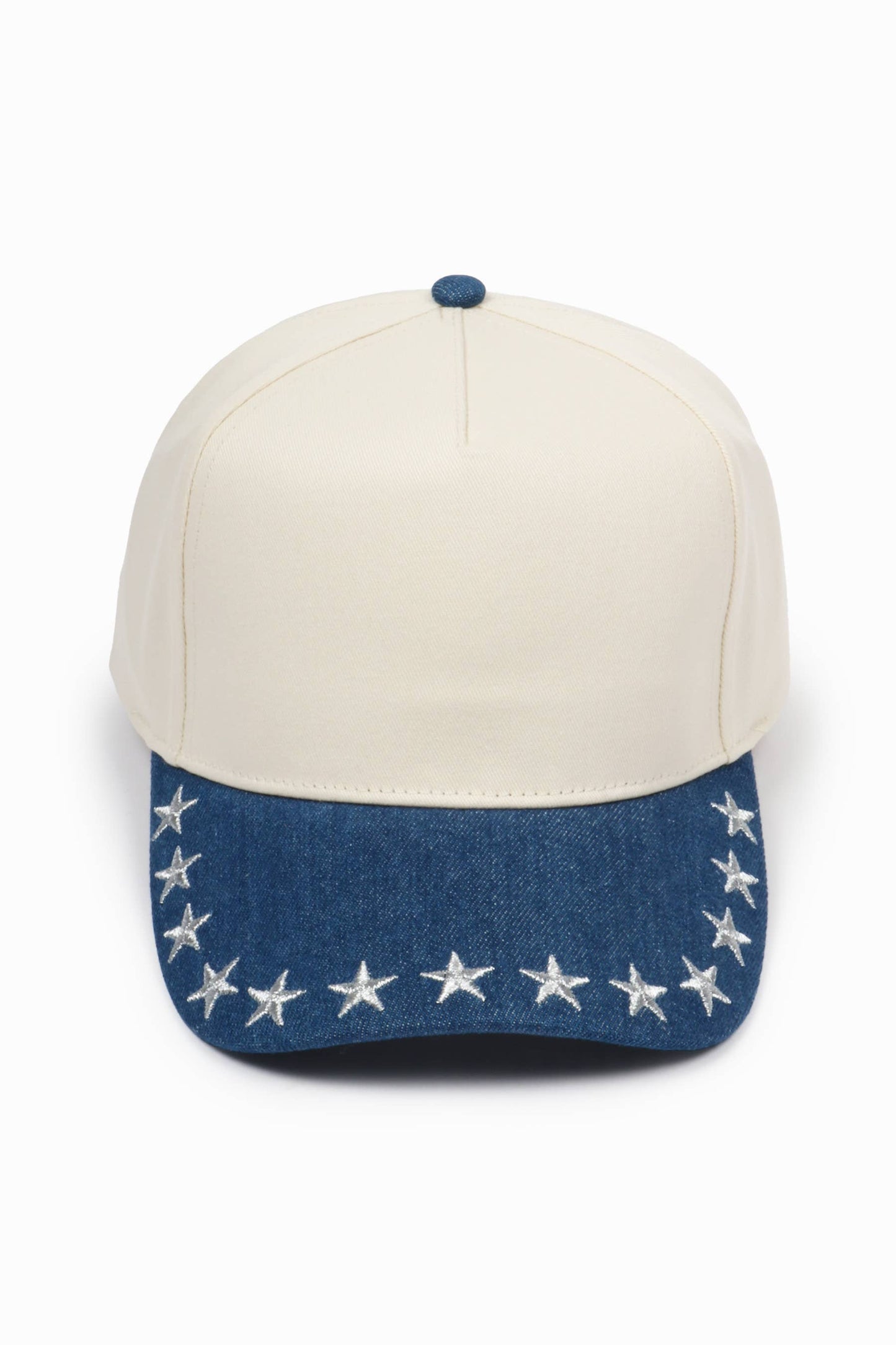STARS Embroidered Denim Brim 5 Panel Two Tone Cap