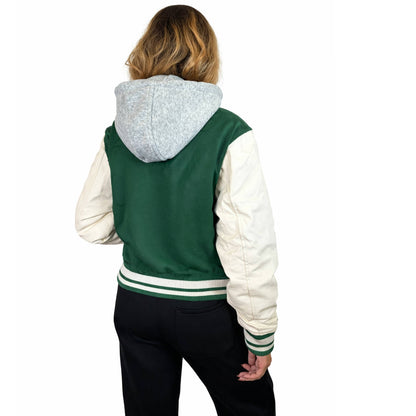 Women’s Hooded Varsity Jacket w/ Detachable Hood