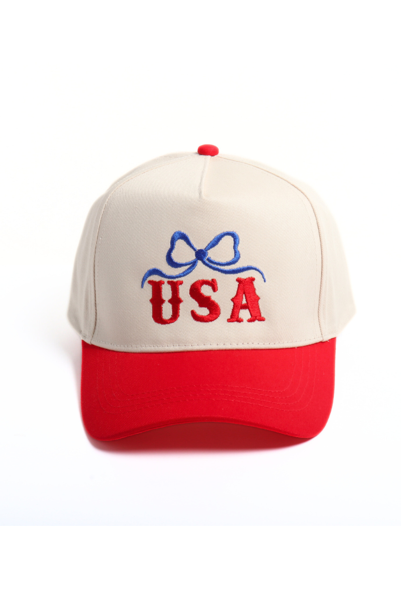 USA BOW Embroidery 5 Panel Two Tone Caps