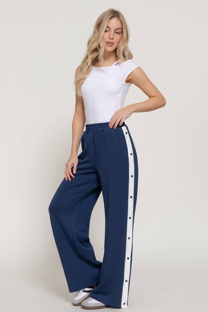 Soft Modal Scuba Side Contrasting Panels Straight Pants
