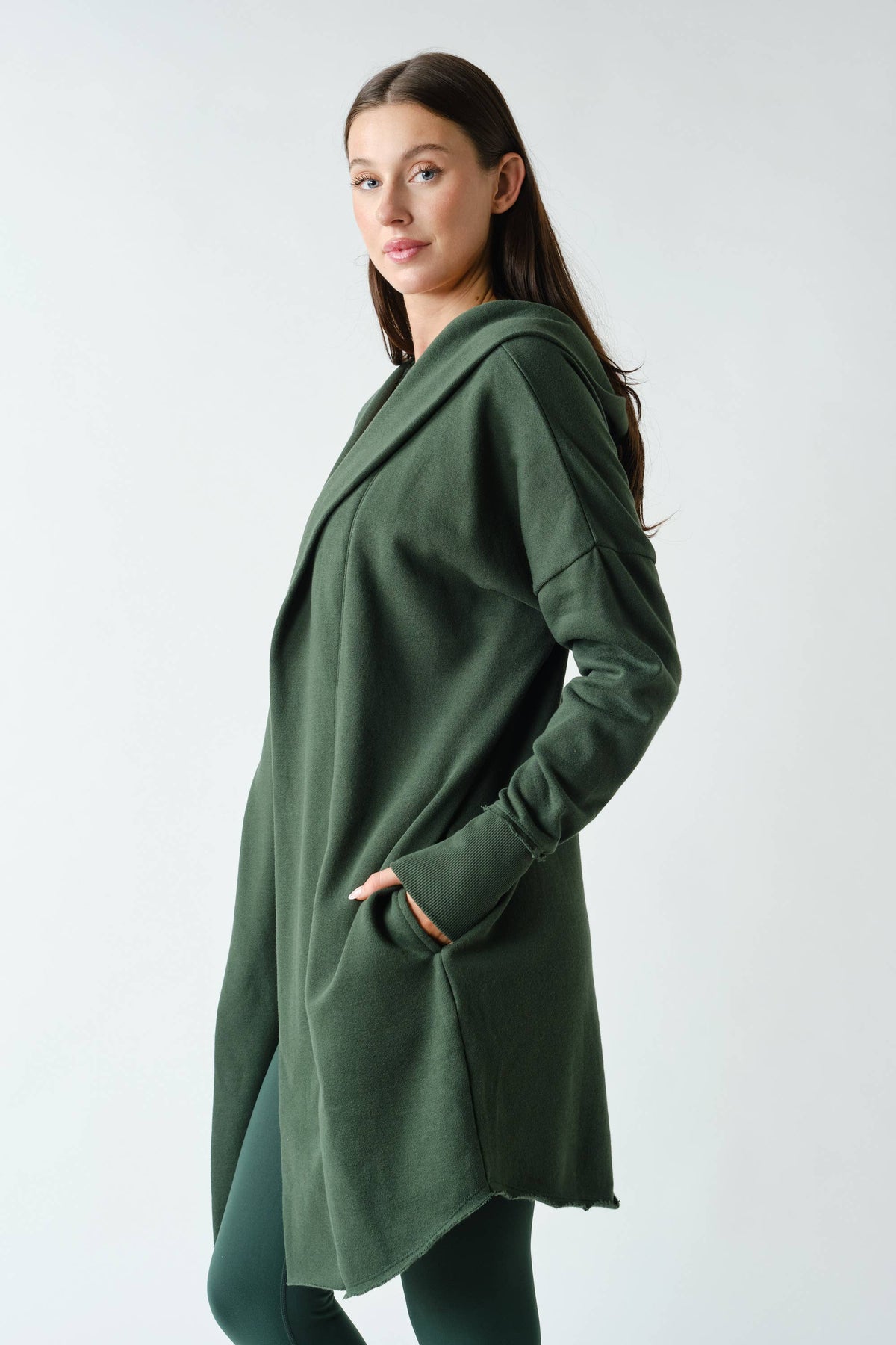 Open Front Longline Hoodie Cardigan