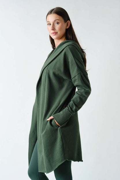 Open Front Longline Hoodie Cardigan