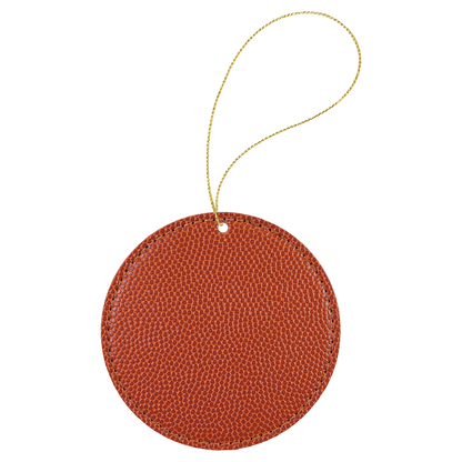 Basketball leather Round Ornament with Gold String