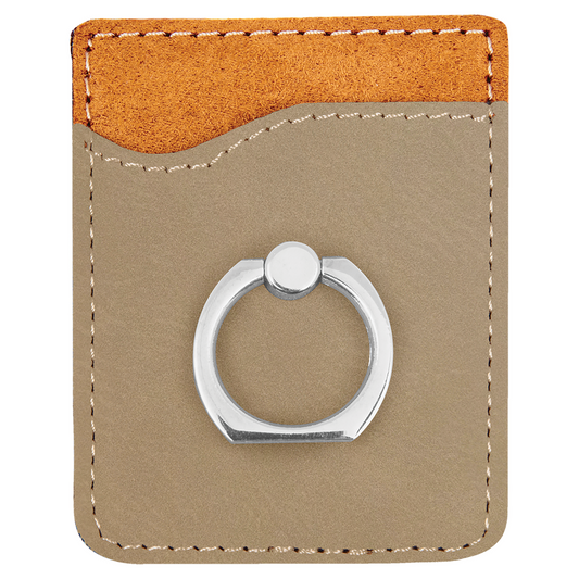 Laserable Leatherette Phone Wallet with Silver Ring