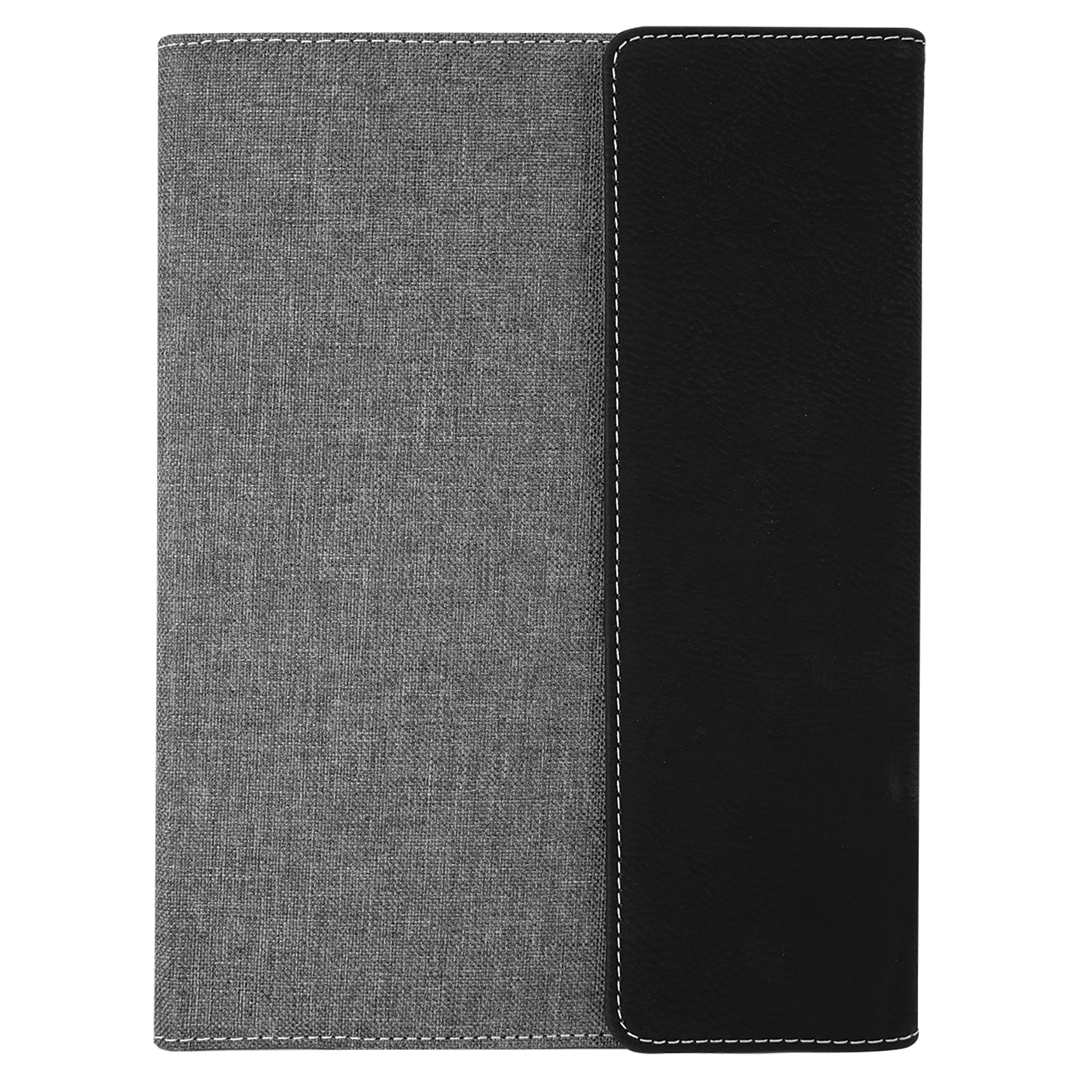 7" x 9" Laserable Leatherette Canvas Portfolio with Notepad