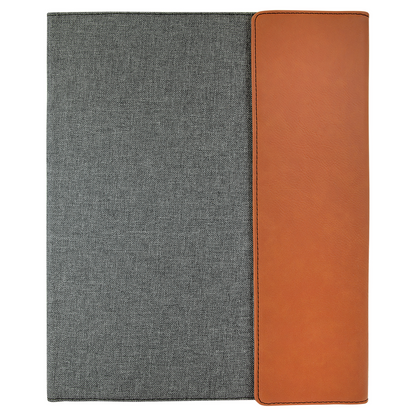 9 1/2" x 12" Laserable Leatherette Canvas Portfolio w / Notepad