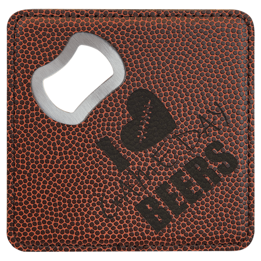 Square Football Bottle Opener Coaster