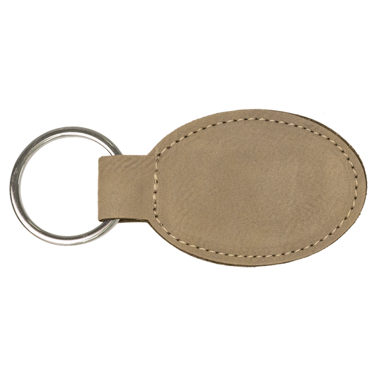 3" x 1 3/4" Laserable Leatherette Oval Keychain