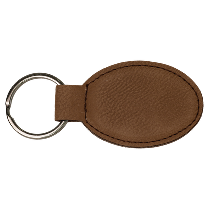 3" x 1 3/4" Laserable Leatherette Oval Keychain