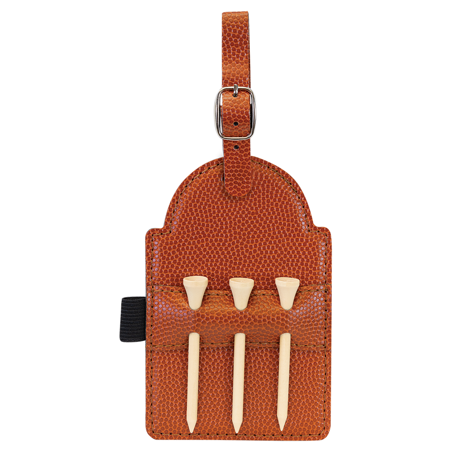Basketball Leather Golf Bag Tag with 3 Wooden Tees
