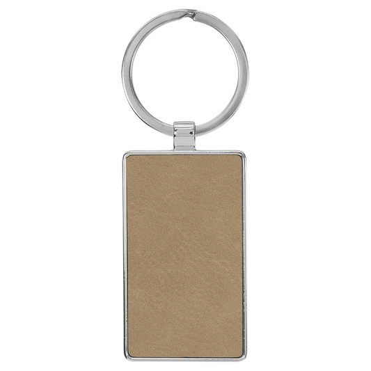 Leather Metal Rectangle Keychain