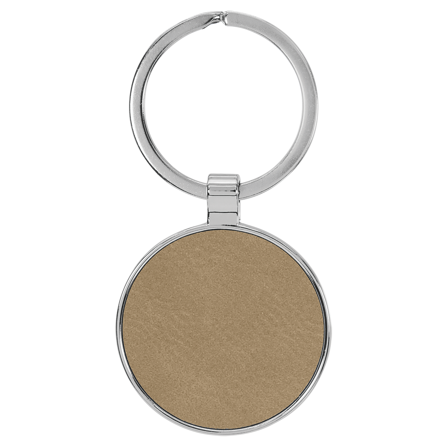 1 1/2" Laserable Leatherette/Metal Round Keychain