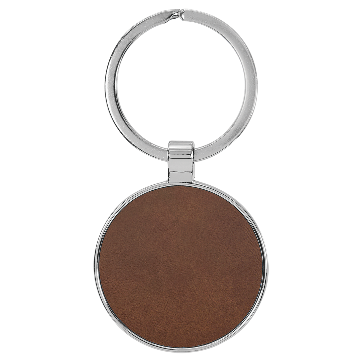 1 1/2" Laserable Leatherette/Metal Round Keychain