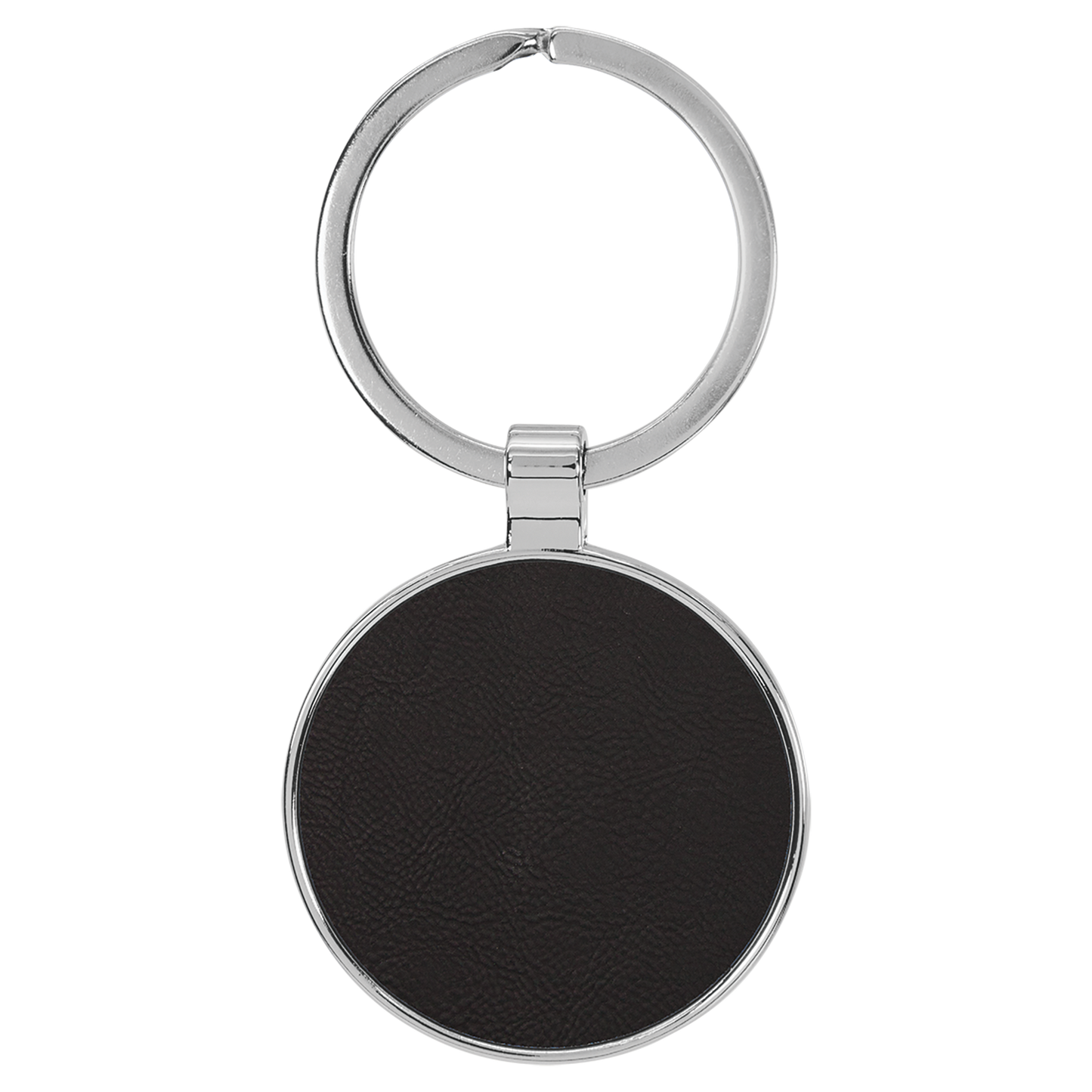 1 1/2" Laserable Leatherette/Metal Round Keychain